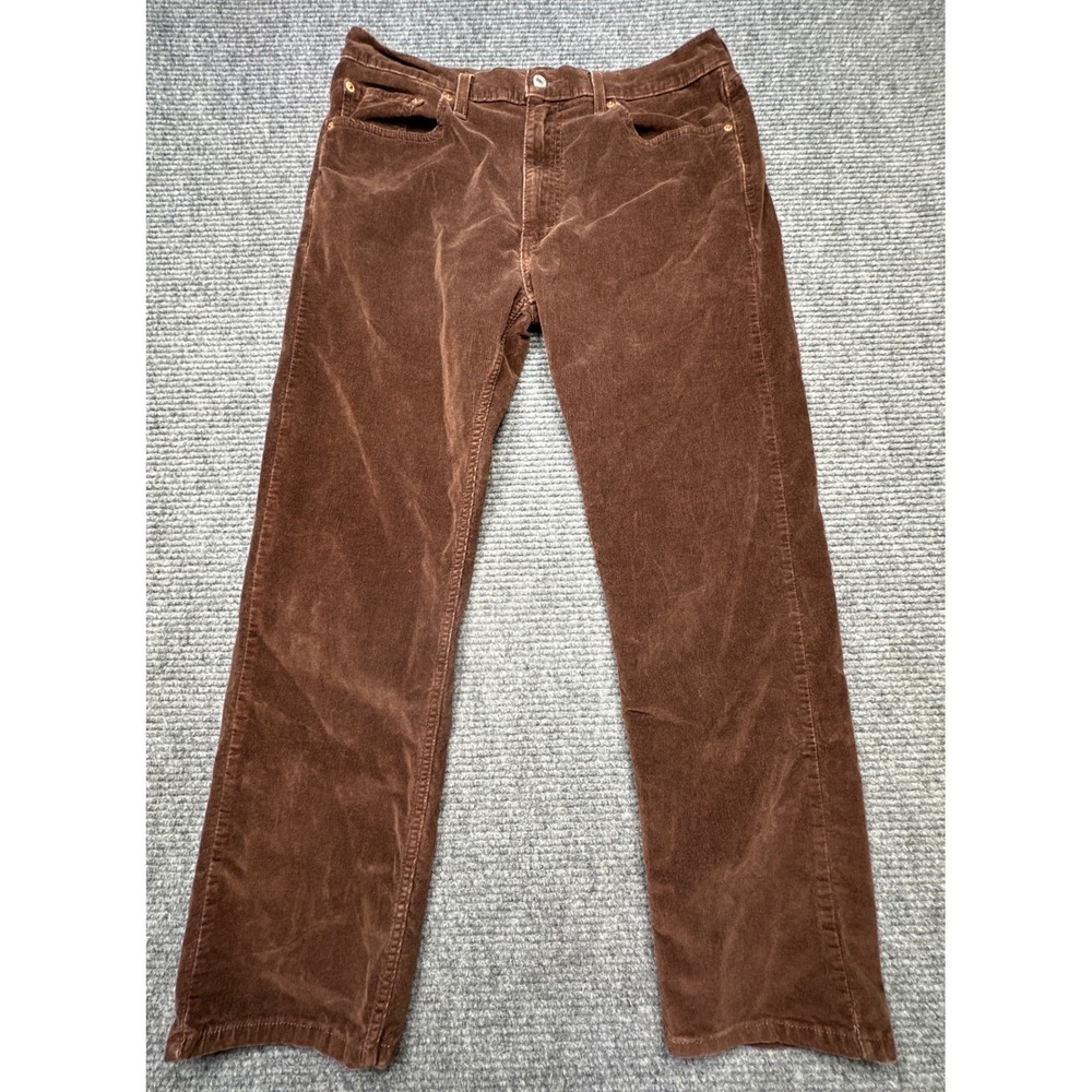 Levi's 505 Regular Fit Corduroy Pants Mens 33x28 Brown Straight Leg Stretch